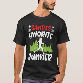Santas Favourite Runner Run Gift Matching Running  T-Shirt
