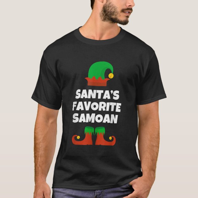 Santas Favourite Samoan Christmas Hat Funny Samoa T-Shirt (Front)