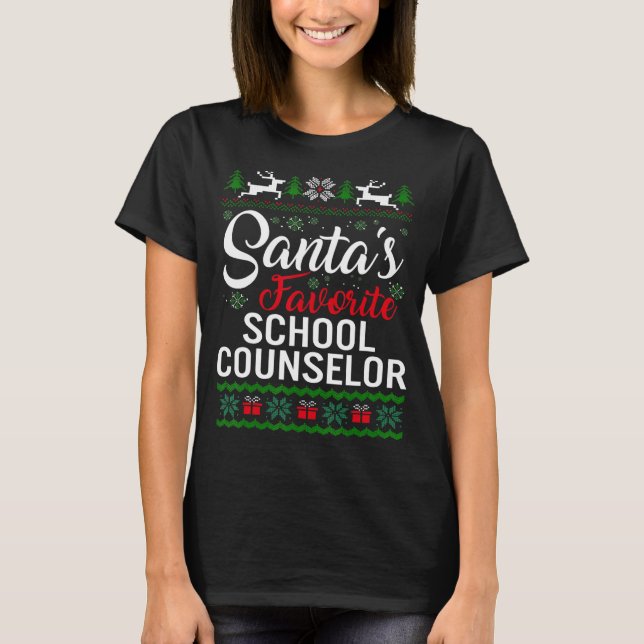 Santa's Favourite School Counsellor Christmas Ugly T-Shirt (Front)
