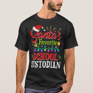 Santas Favourite School Custodian Christmas Santa T-Shirt