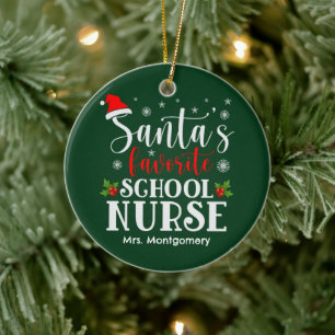 Santa's Favourite School Nurse Christmas Gift Ceramic Ornament
