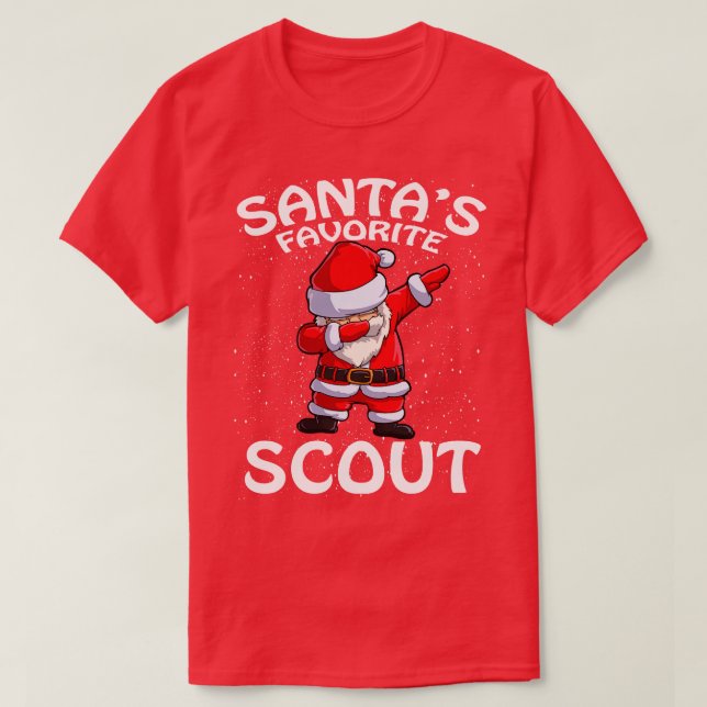 Santas Favourite Scout Christmas T-Shirt (Design Front)