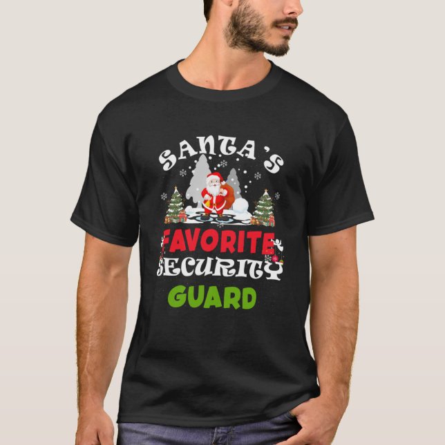 Santa's Favourite Security Guard Funny Christmas G T-Shirt (Front)