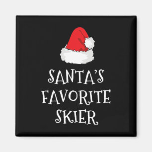 Santa's Favourite Skier Christmas Hat Funny Xmas S Magnet