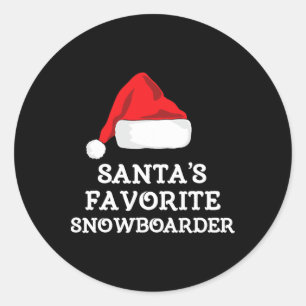 Santa's Favourite Snowboarder Christmas Hat Xmas S Classic Round Sticker