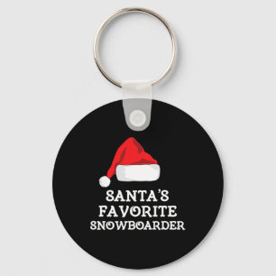 Santa's Favourite Snowboarder Christmas Hat Xmas S Key Ring