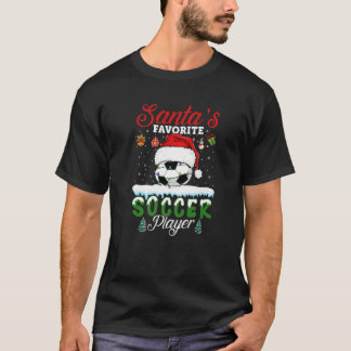 Santa's Favourite Soccer Player Christmas Football T-Shirt