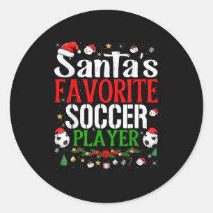 Santas Favourite Soccer Player Christmas Pajama Ap Classic Round Sticker