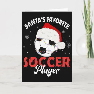 Santa's Favourite Soccer Player Christmas Pyjamas Card