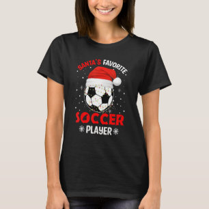 Santas Favourite Soccer Player Funny Christmas Boy T-Shirt