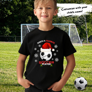 Santa's Favourite Soccer Player Kids Christmas  T-Shirt