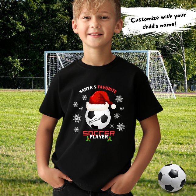 Santa's Favourite Soccer Player Kids Christmas  T-Shirt (Creator Uploaded)