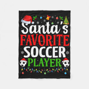Santa's Favourite Soccer Player Xmas Funny Christm Fleece Blanket
