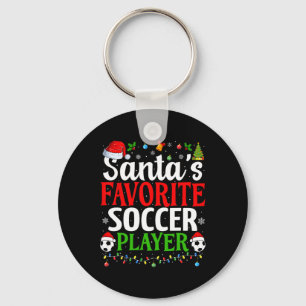 Santa's Favourite Soccer Player Xmas Funny Christm Key Ring