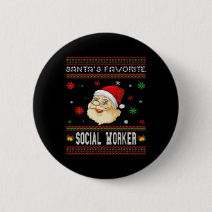 Santa's Favourite Social Worker Christmas Party 6 Cm Round Badge