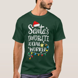 Santas Favourite Social Worker Christmas School T-Shirt