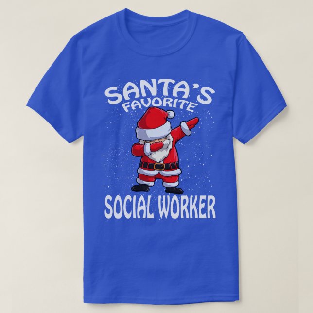 Santas Favourite Social Worker Christmas T-Shirt (Design Front)