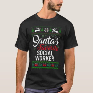 Santa's Favourite Social Worker Christmas Ugly Swe T-Shirt