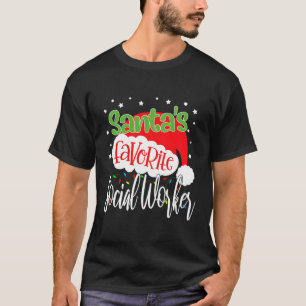 Santa'S Favourite Social Worker Funny Christmas Xm T-Shirt