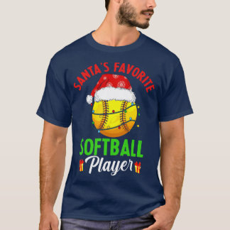 Santas Favourite Softball Player Christmas Pajama  T-Shirt