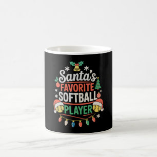Santa's Favourite Softball Player Christmas Sports Coffee Mug