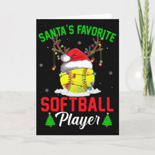 Santa's Favourite Softbyll Player Christmas Pajama Card