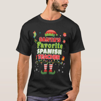 Santa'S Favourite Spanish Teacher Santa Elf Ugly S T-Shirt