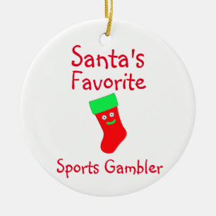 Santa's Favourite Sports Gambler Ceramic Ornament