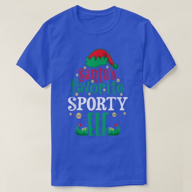 Santas Favourite Sporty Elf Christmas Matching  T-Shirt (Design Front)