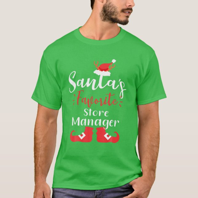 Santa's Favourite Store Manager Cute Christmas San T-Shirt (Front)
