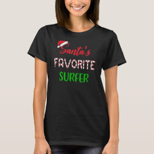Santas Favourite Surfer Funny Surfing Christmas T-Shirt