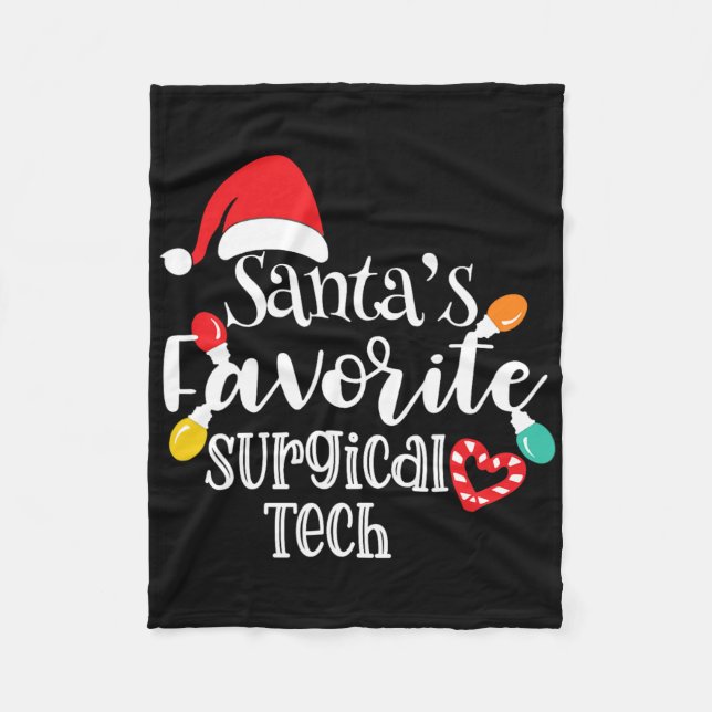 Santa's Favourite Surgical Tech Christmas Lights S Fleece Blanket (Front)