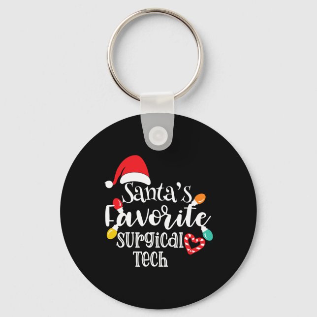 Santa's Favourite Surgical Tech Christmas Lights S Key Ring (Front)
