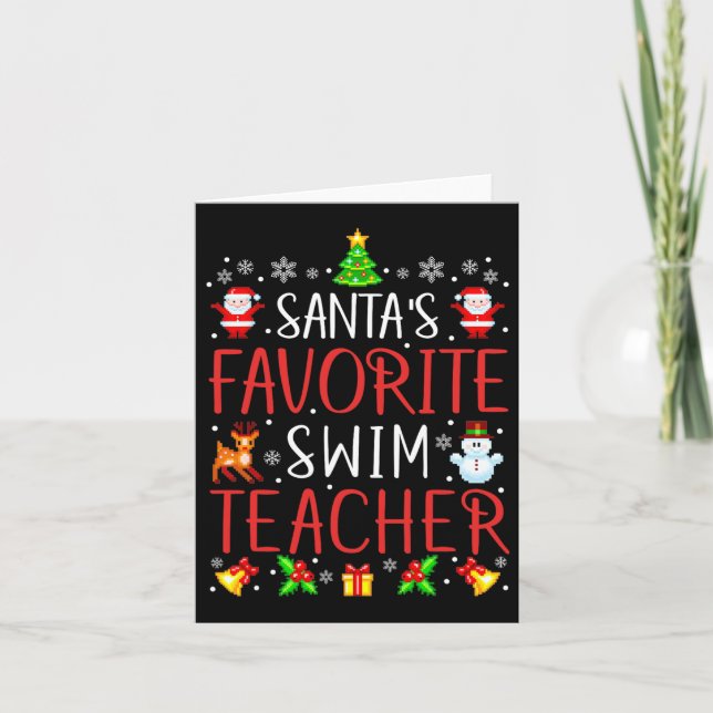 Santa's Favourite Swim Teacher Xmas Matching  Card (Front)