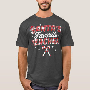 Santa's Favourite Teacher Christmas Santa Hat Cand T-Shirt