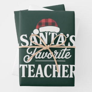 Santa's Favourite Teacher Christmas Teach Students Wrapping Paper Sheet