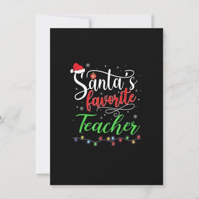 Santas Favourite Teacher Funny Christmas Santa Hat Invitation (Front)