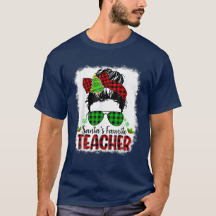 Santa's Favourite Teacher Funny Christmas Santa Re T-Shirt