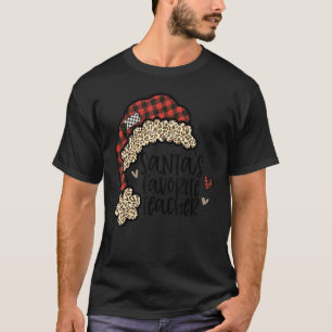 Santa's Favourite Teacher Leopard Cheetah Print Bu T-Shirt