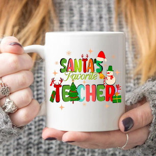 santa's favourite teacher.personalised teacher gif coffee mug