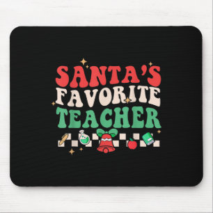 Santas Favourite Teacher Retro Groovy Christmas Xm Mouse Pad