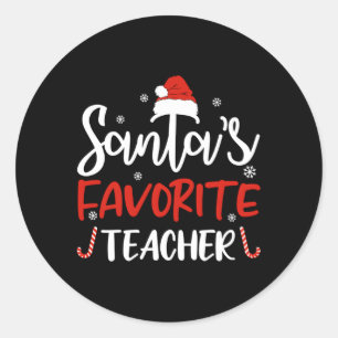 Santa'S Favourite Teacher Santa Classic Round Sticker