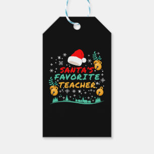 Santa's Favourite Teacher Santa Hat Christmas Gift Tags
