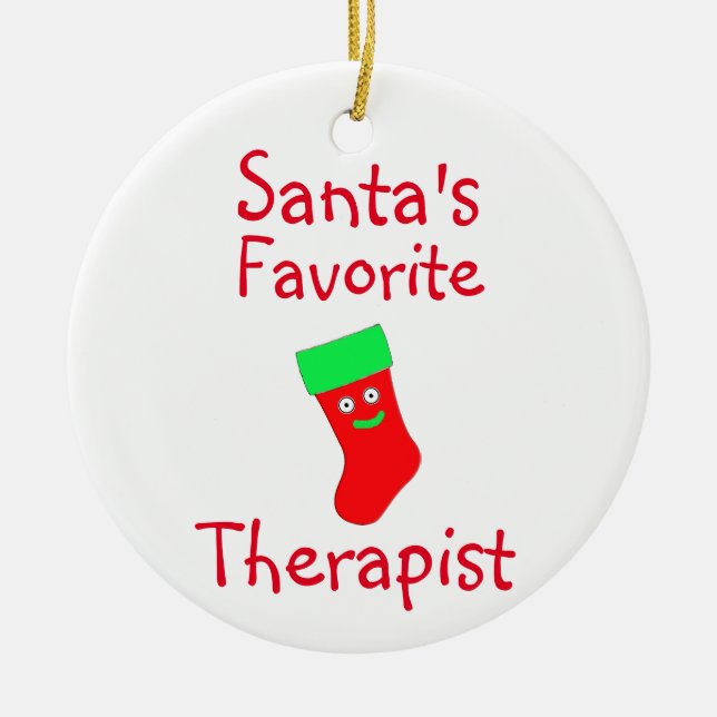 Santa's Favourite Therapist Ceramic Ornament (Front)