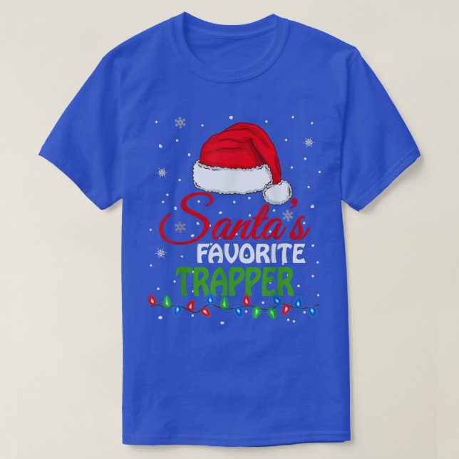 Santa's Favourite Trapper Santa Hat Lights  T-Shirt (Design Front)