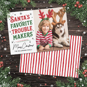Santa's Favourite Trouble Makers Funny Christmas Holiday Card