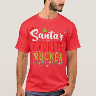 Santas Favourite Trucker Christmas Santa Hat Light T-Shirt