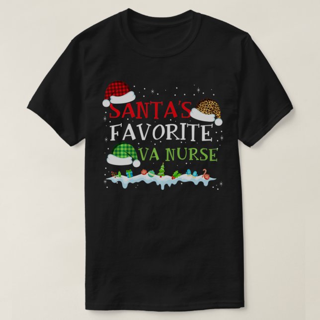 Santa's Favourite VA Nurse Funny Christmas Gift  T-Shirt (Design Front)