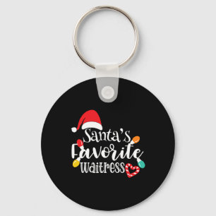 Santa's Favourite Waitress Christmas Lights Santa Key Ring