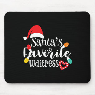 Santa's Favourite Waitress Christmas Lights Santa  Mouse Pad